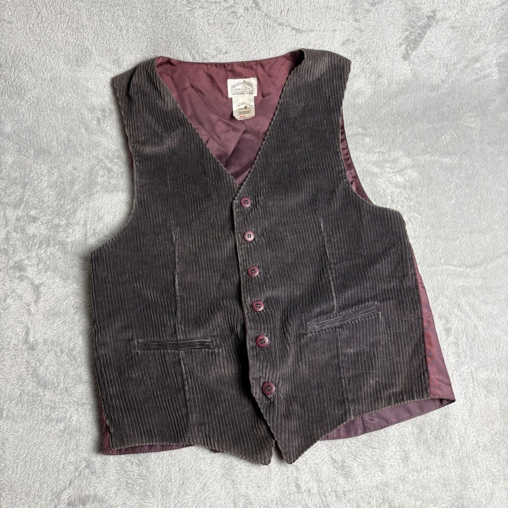 Vintage Kettle Creek Vest Canvas Co Brown Corduroy Waistcoat Burgundy Back